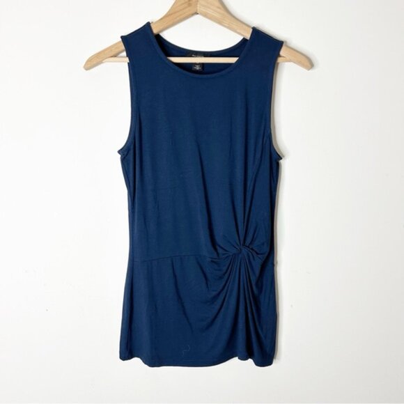Halogen Women's Tank Top Blouse Navy Blue Draped side Size XS - Picture 3 of 11